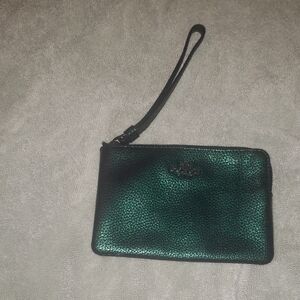 Coach Emerald Wristlet with Logo Accent